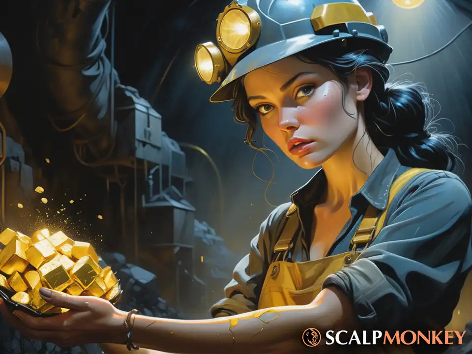 illustration of woman mining in mine
